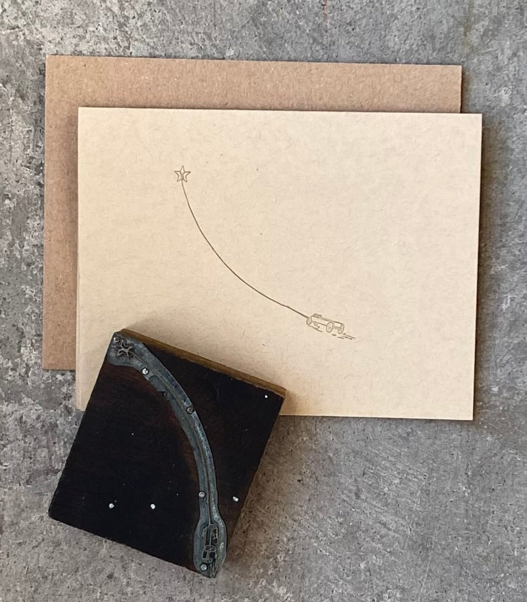 Wagon and Star letterpress greeting card