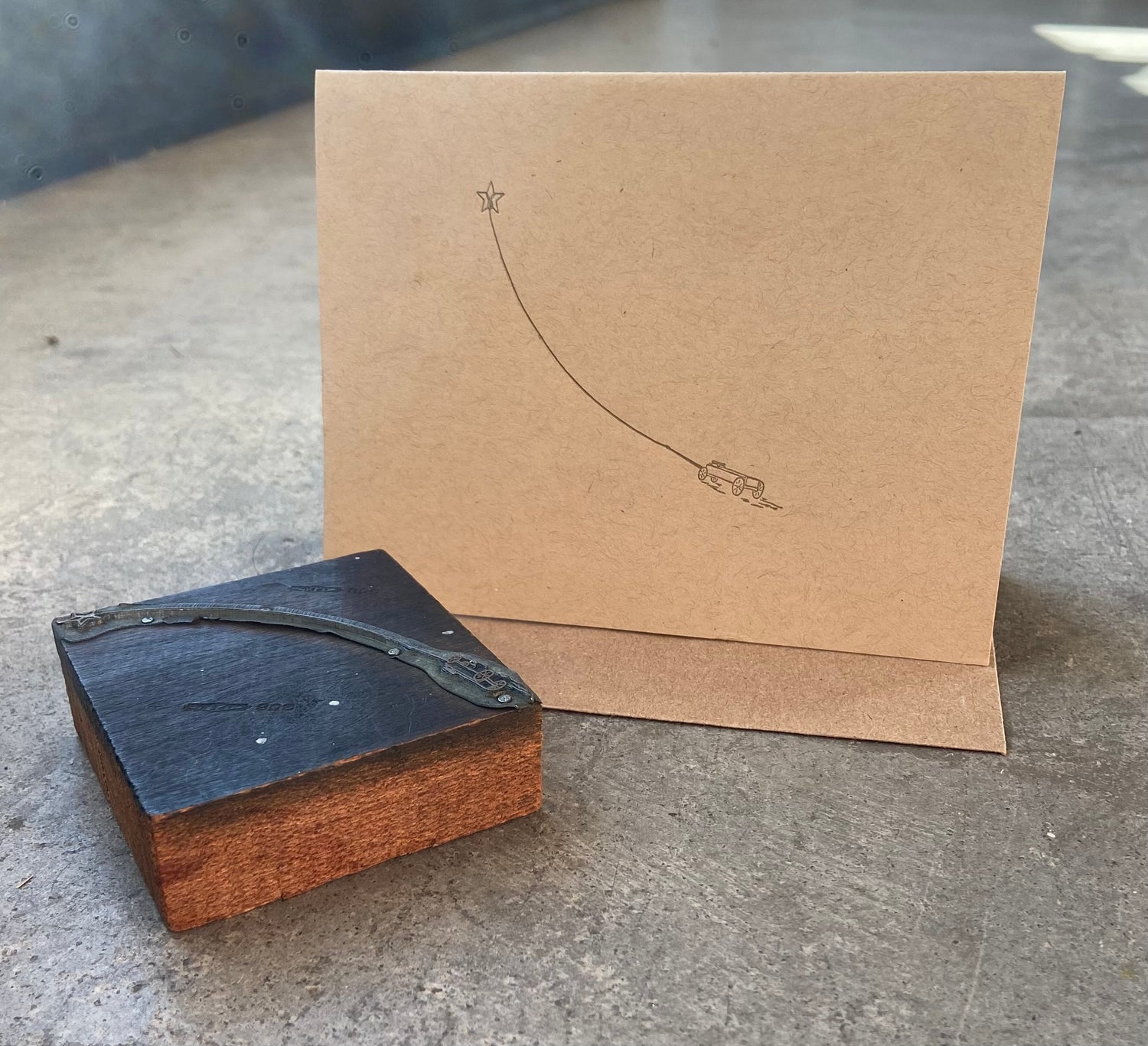 Wagon and Star letterpress greeting card