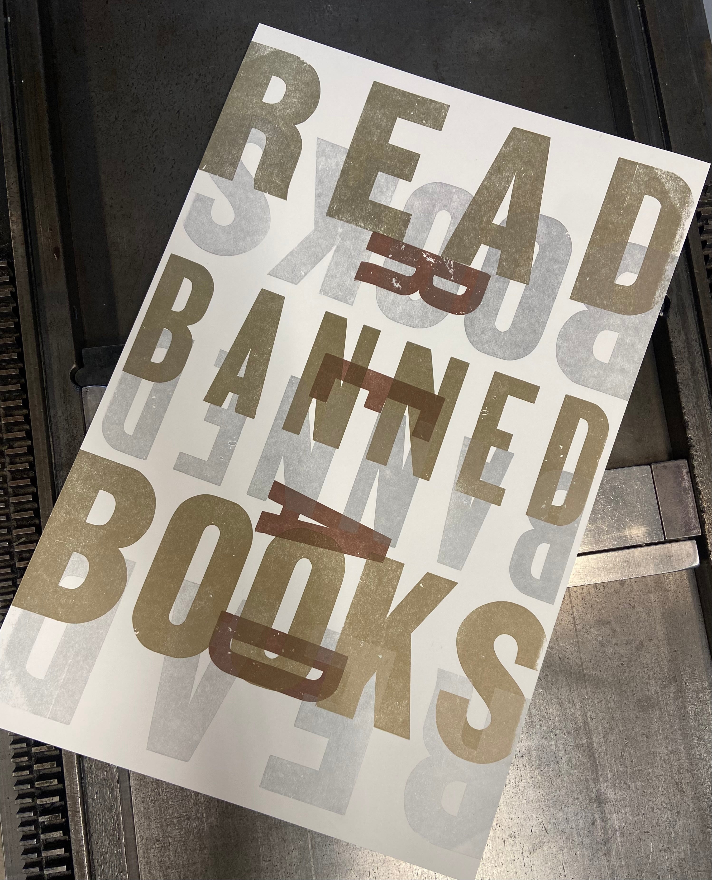 "Read Banned Books" letterpress print