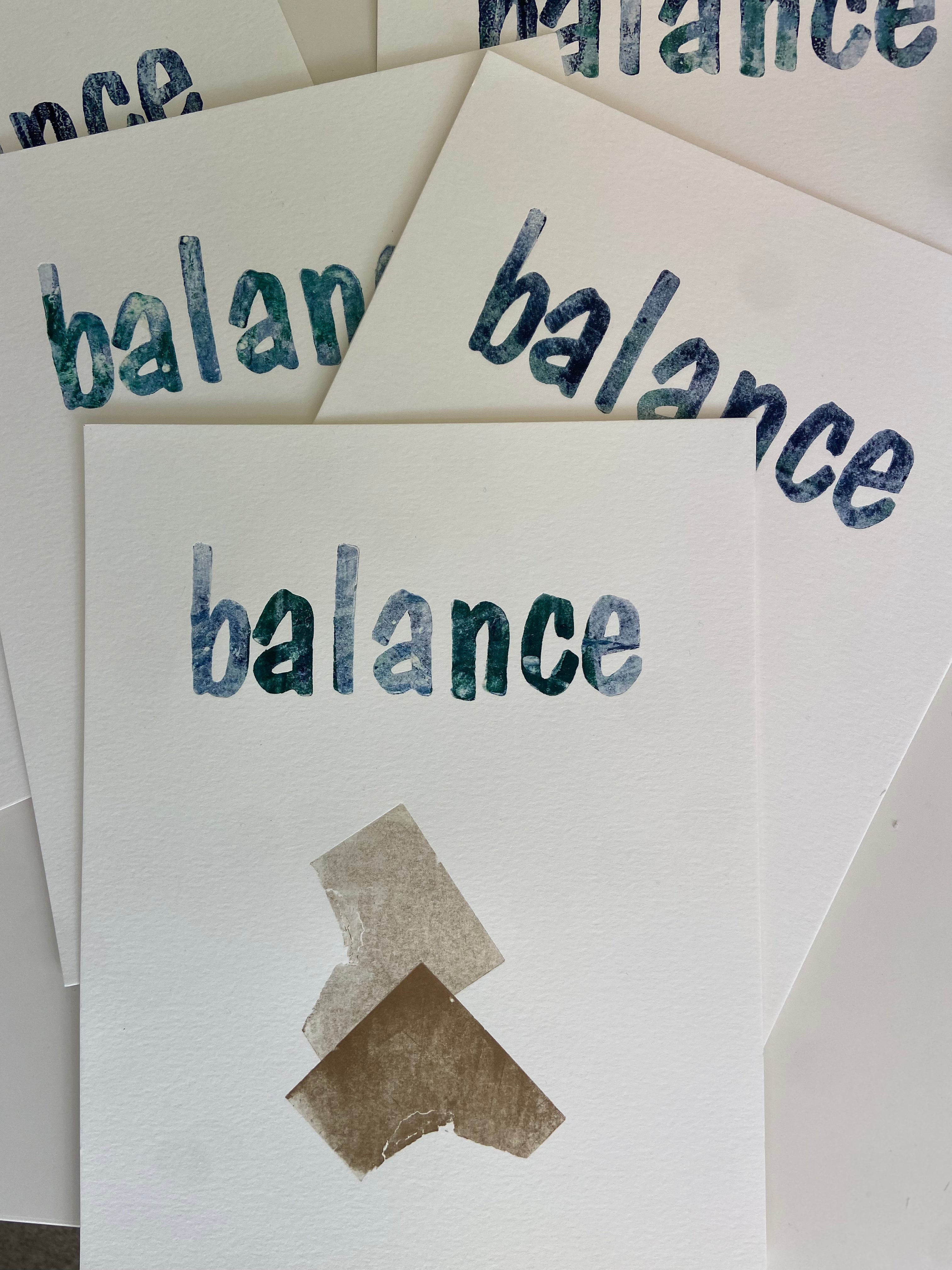 "Imperfect balance act" letterpress variable edition print