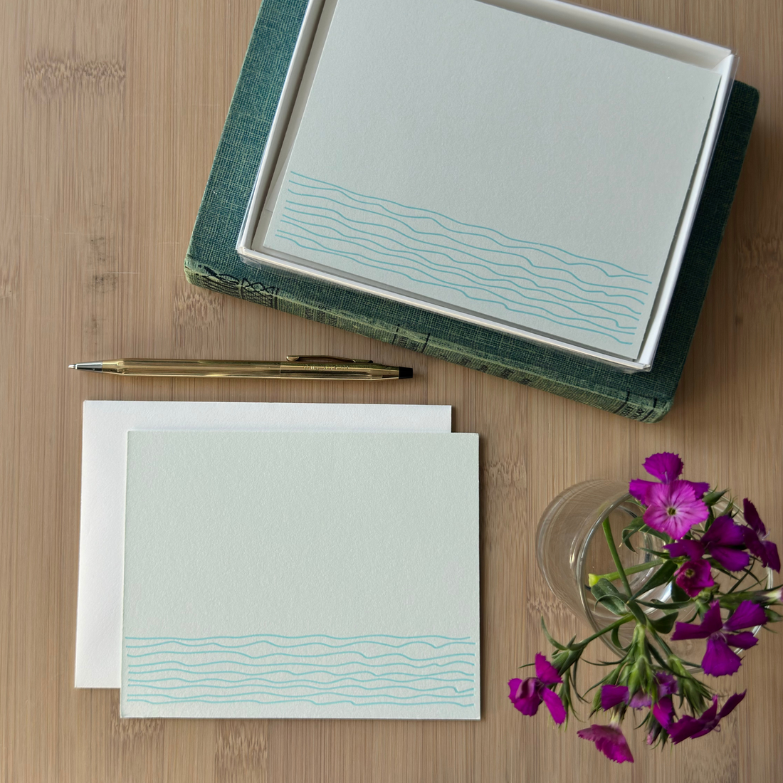 Waves Letterpress Note Card Set