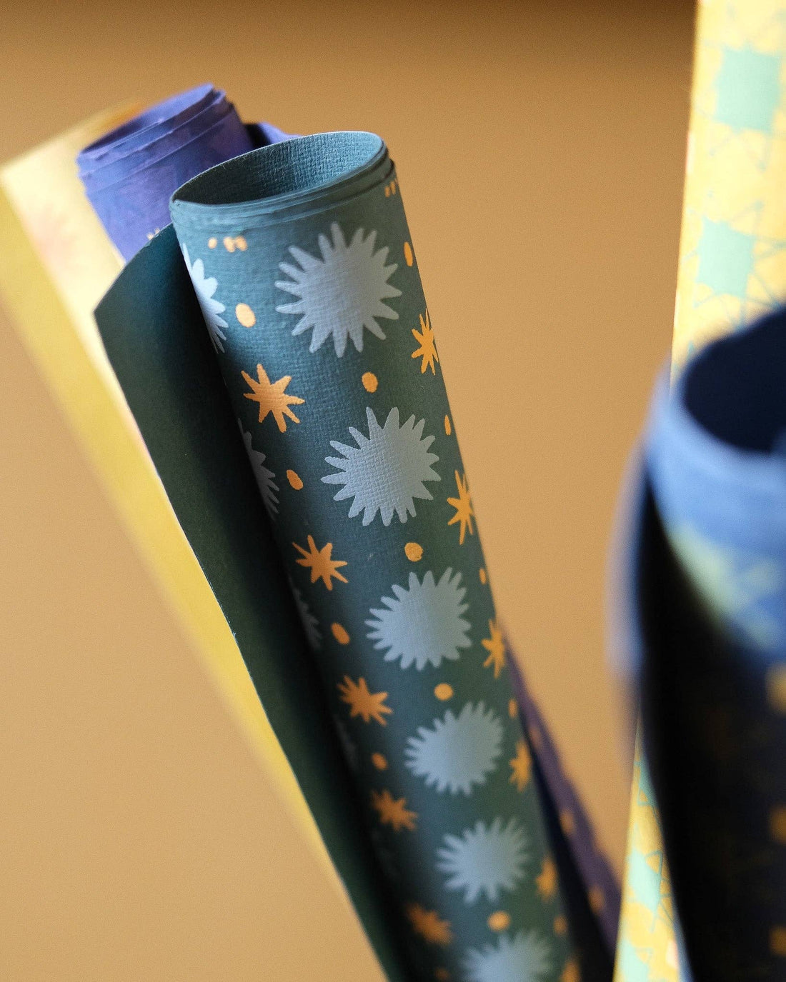 Teal Stars wrapping paper