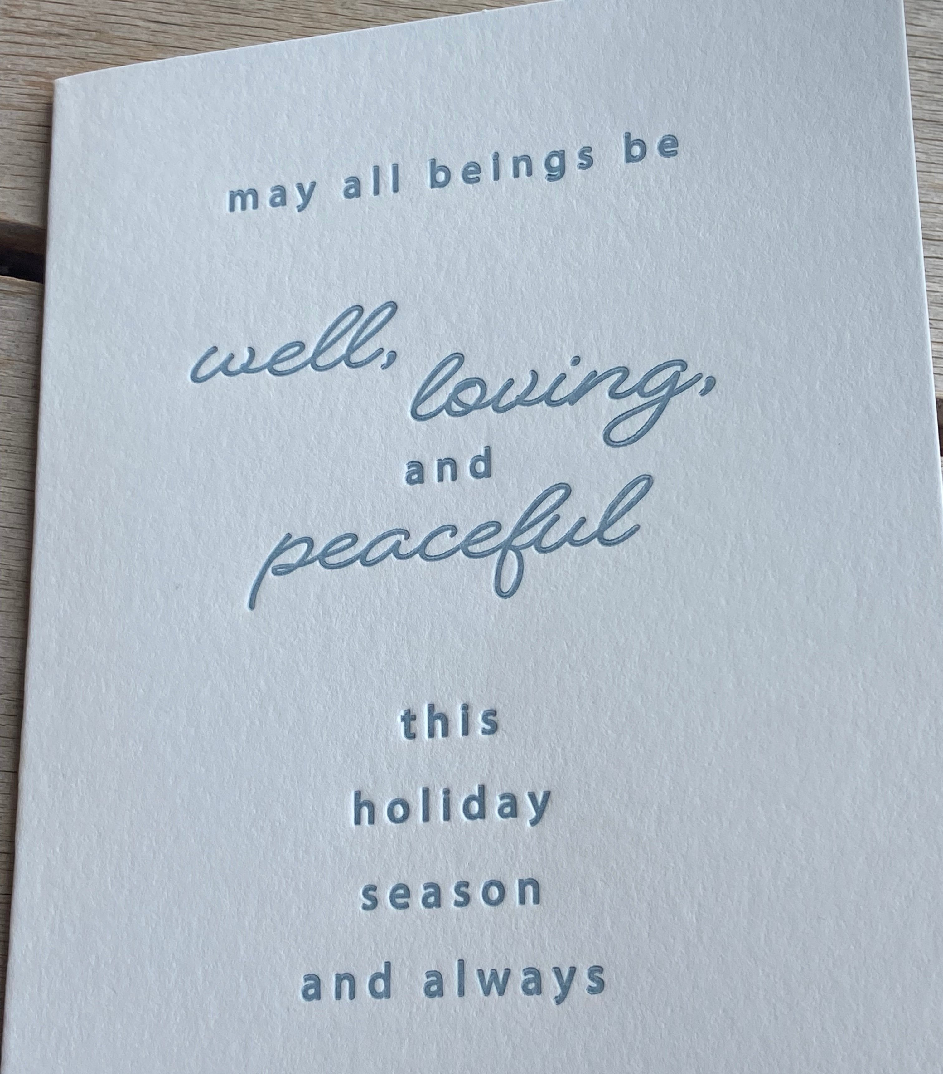 Well, Loving, and Peaceful holiday greeting card