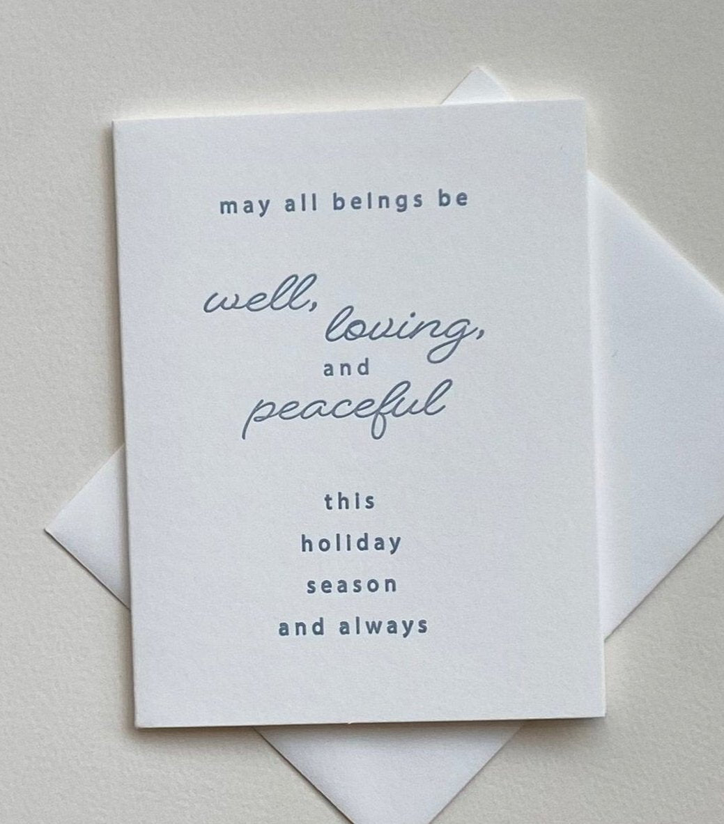 Well, Loving, and Peaceful holiday greeting card